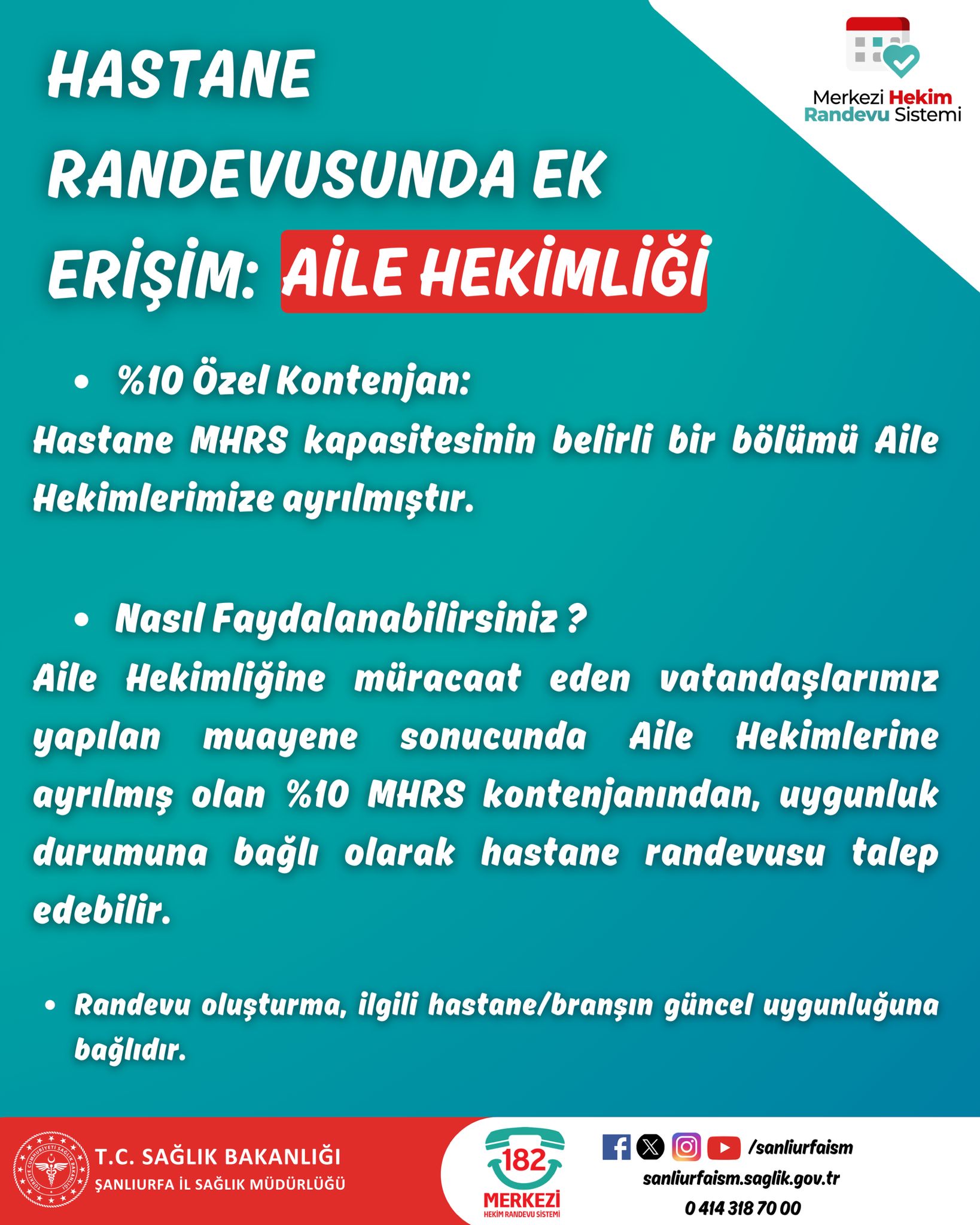 Hastane Randevularında Aile Hekimliği ile Ek Erişim